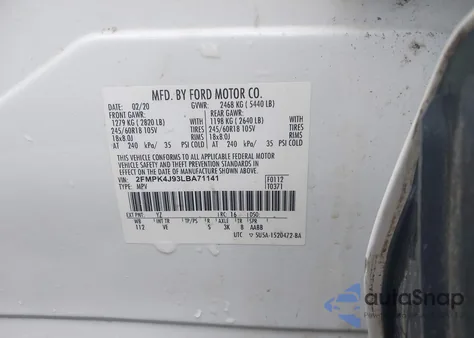 2020 Ford Edge Sel из США, поврежденный, VIN 2FMPK4J93LBA71141